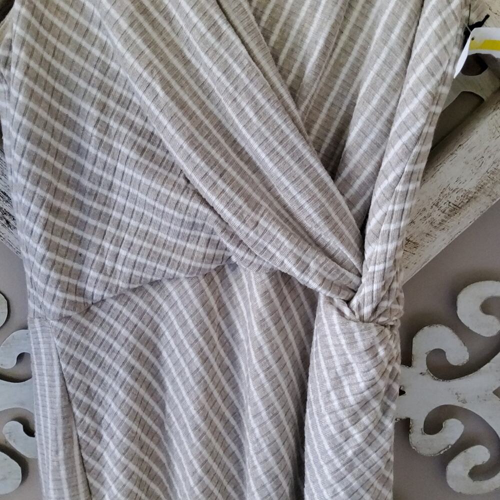 Bailey 44 Women's Sleeveless Faux Wrap Surplice Tiva Mini Dress in Linen & White - Picture 10 of 15